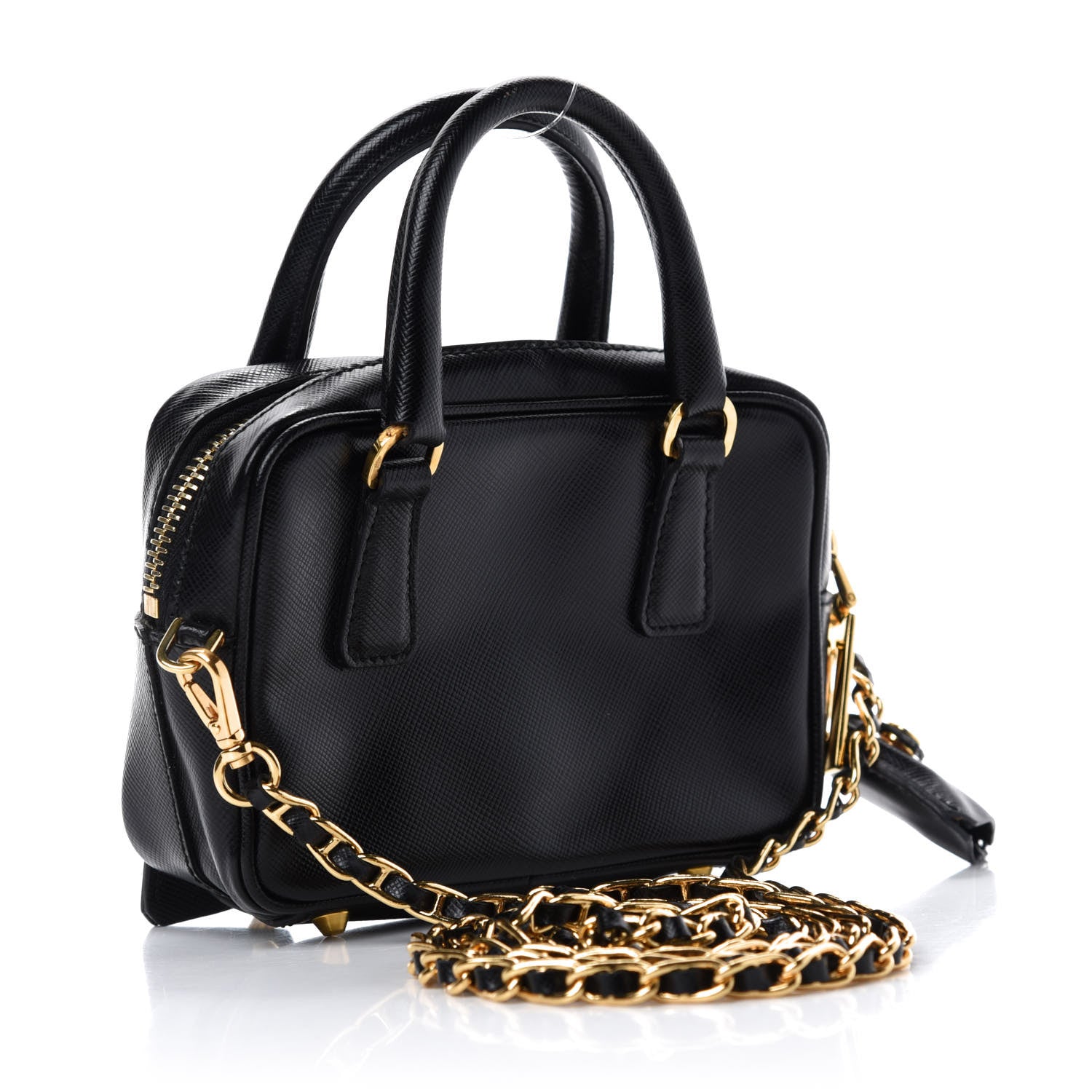 Prada Saffiano Lux Mini Top Handle Crossbody Bag Black 3 of 11
