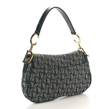 Christian Dior Monogram Double Saddle Bag Navy Blue 3 of 12