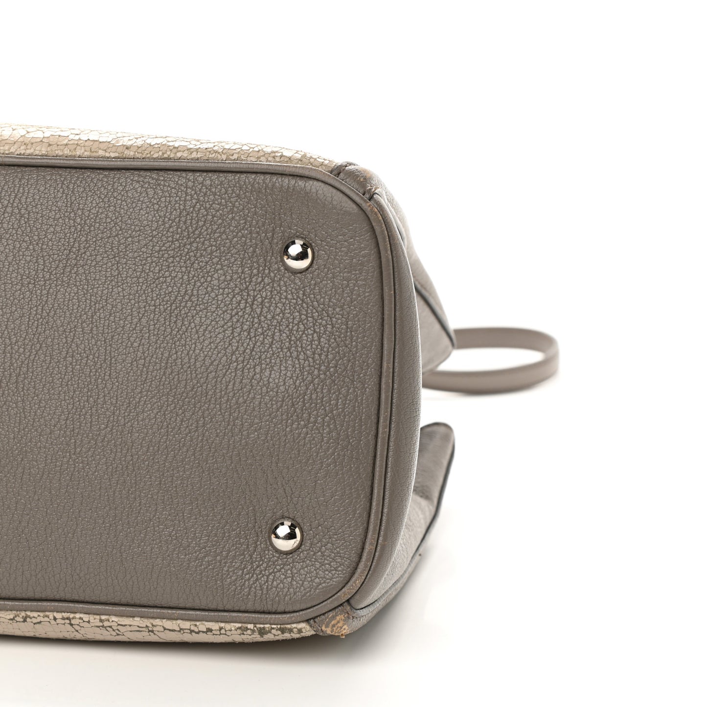 Crackled Goatskin Top Handle Tote Pomice Argilla