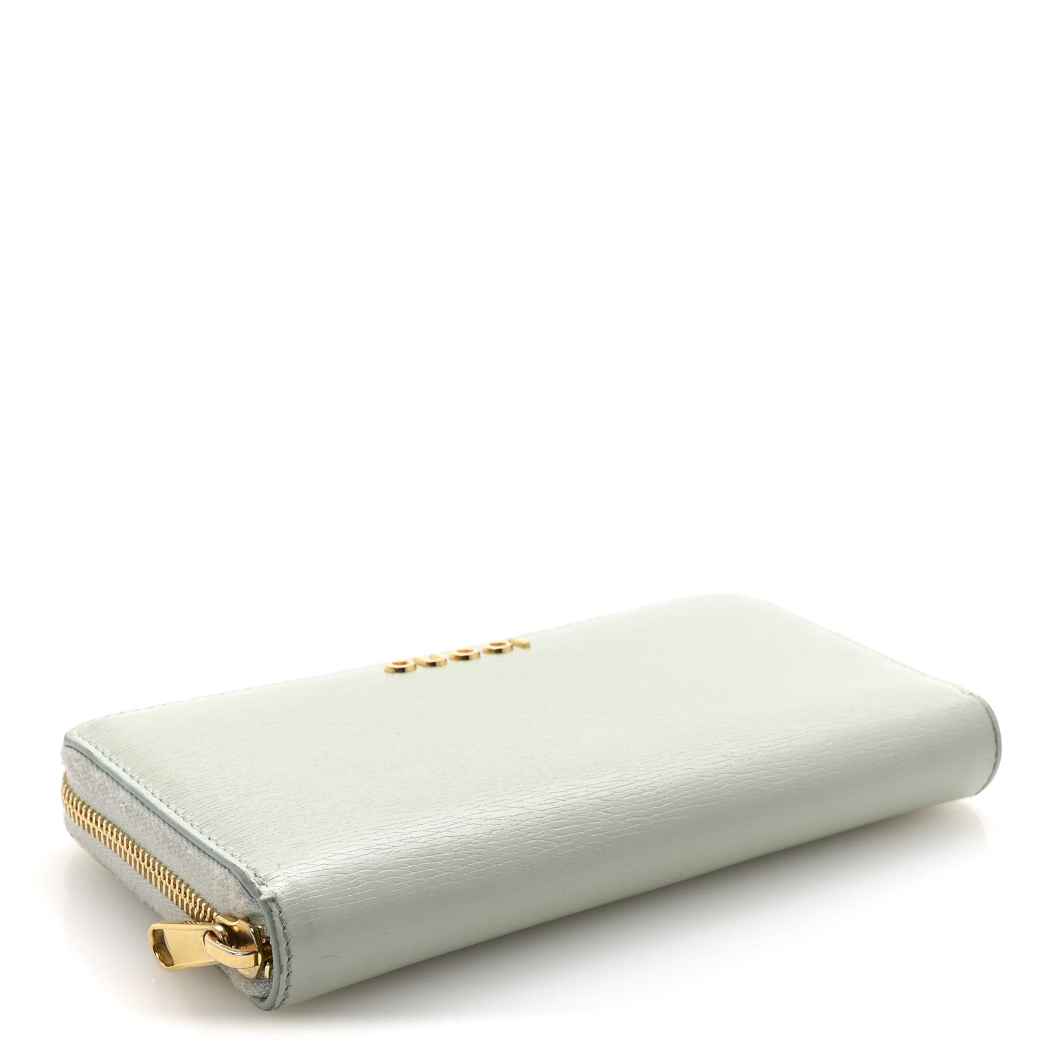 Gucci Textured Calfskin Gucci Script Zip Around Wallet Light Blue 4 of 6