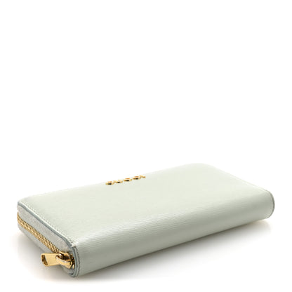 Gucci Textured Calfskin Gucci Script Zip Around Wallet Light Blue 4 of 6