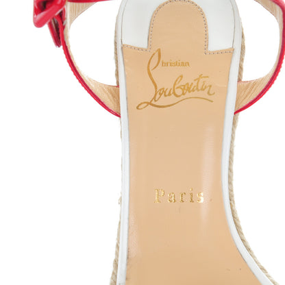 Christian Louboutin Patent Spachica 140 Wedge Sandals 38 Red White Navy 7 of 8