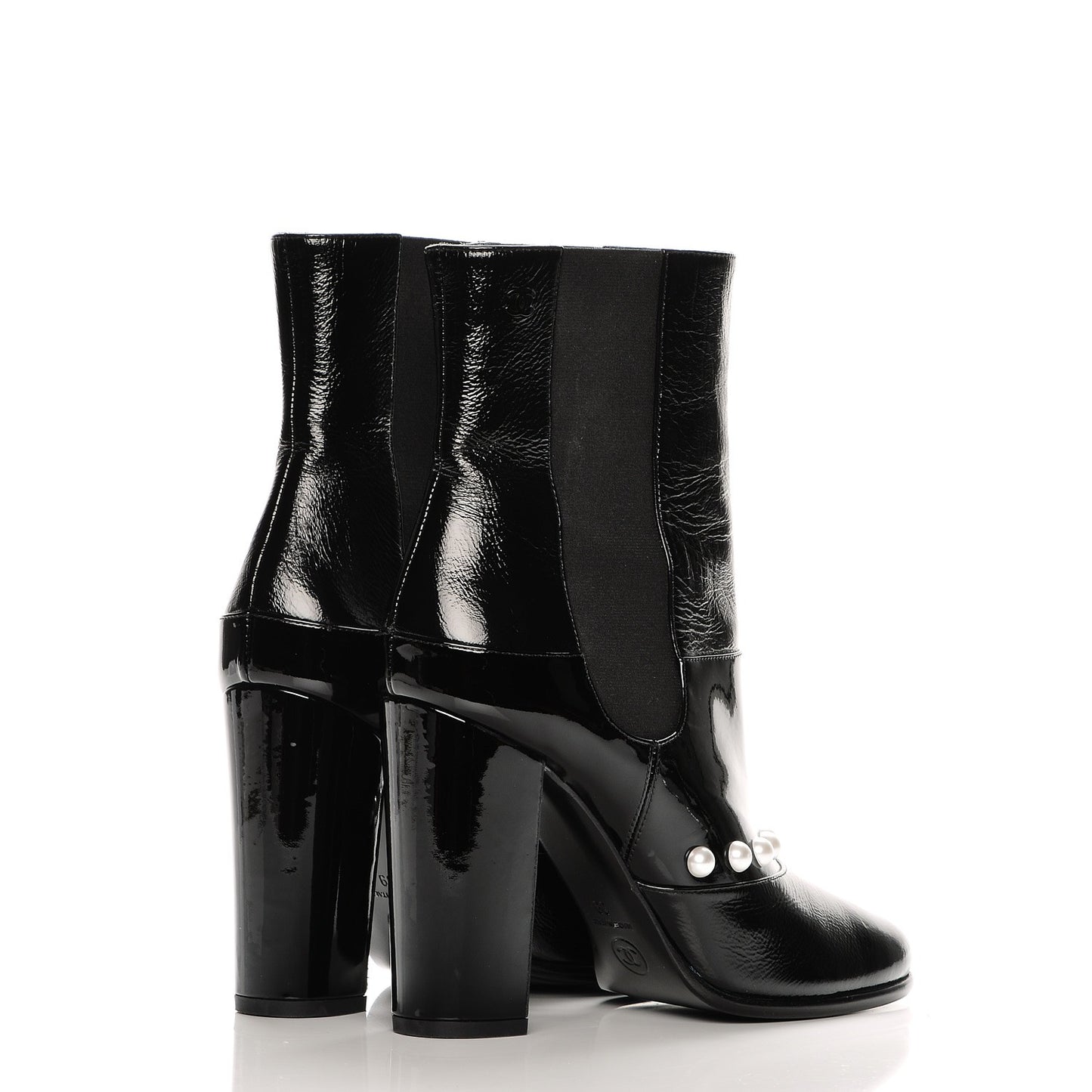 Patent Pearl Elastic Boots 39 Black