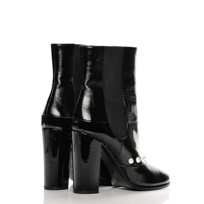 Chanel Patent Pearl Elastic Boots 39 Black 4 of 7
