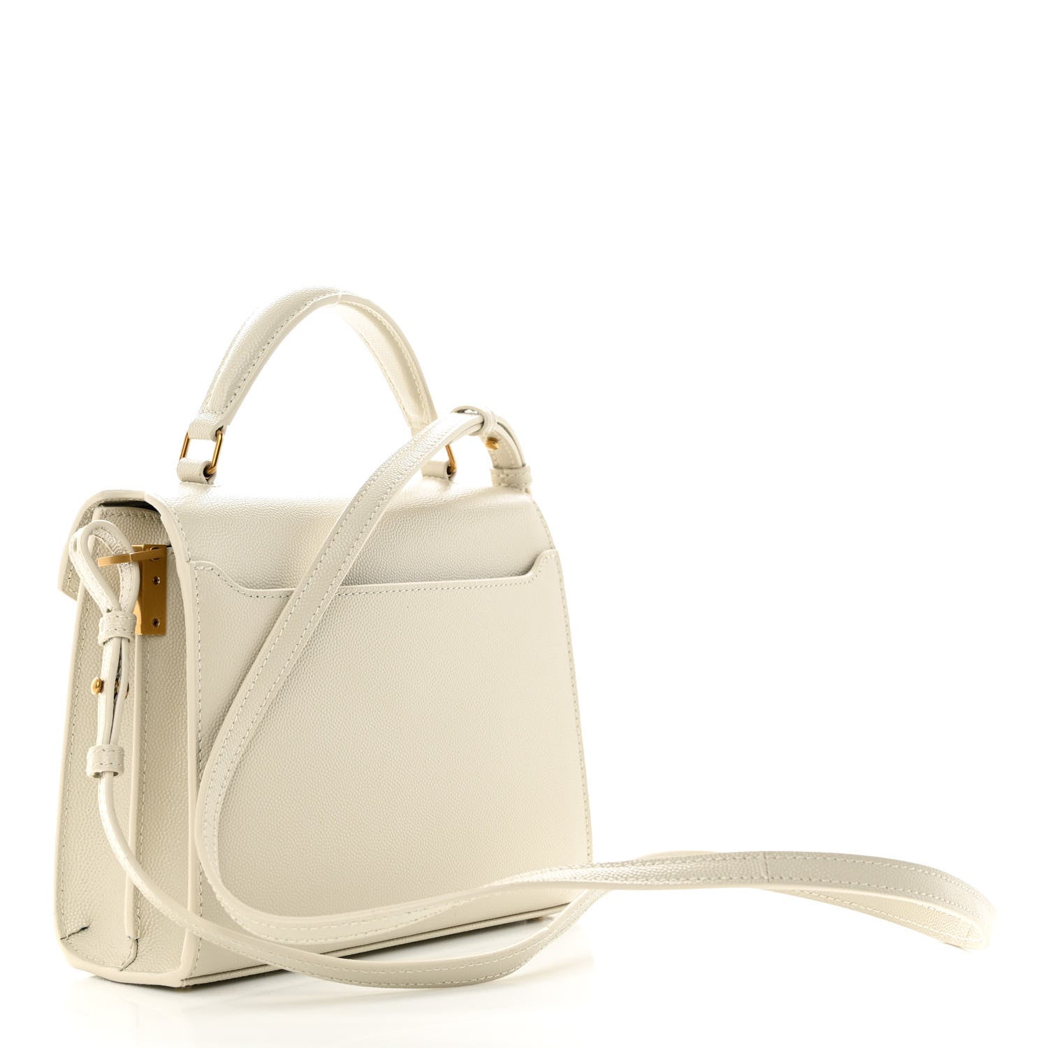 Saint Laurent Grain de Poudre Mini Classic Monogram Cassandra Top Handle Crema Soft 3 of 10