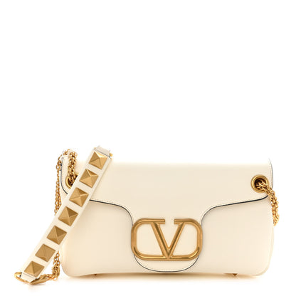 Valentino Garavani Nappa Stud Sign Shoulder Bag Ivory 1 of 9