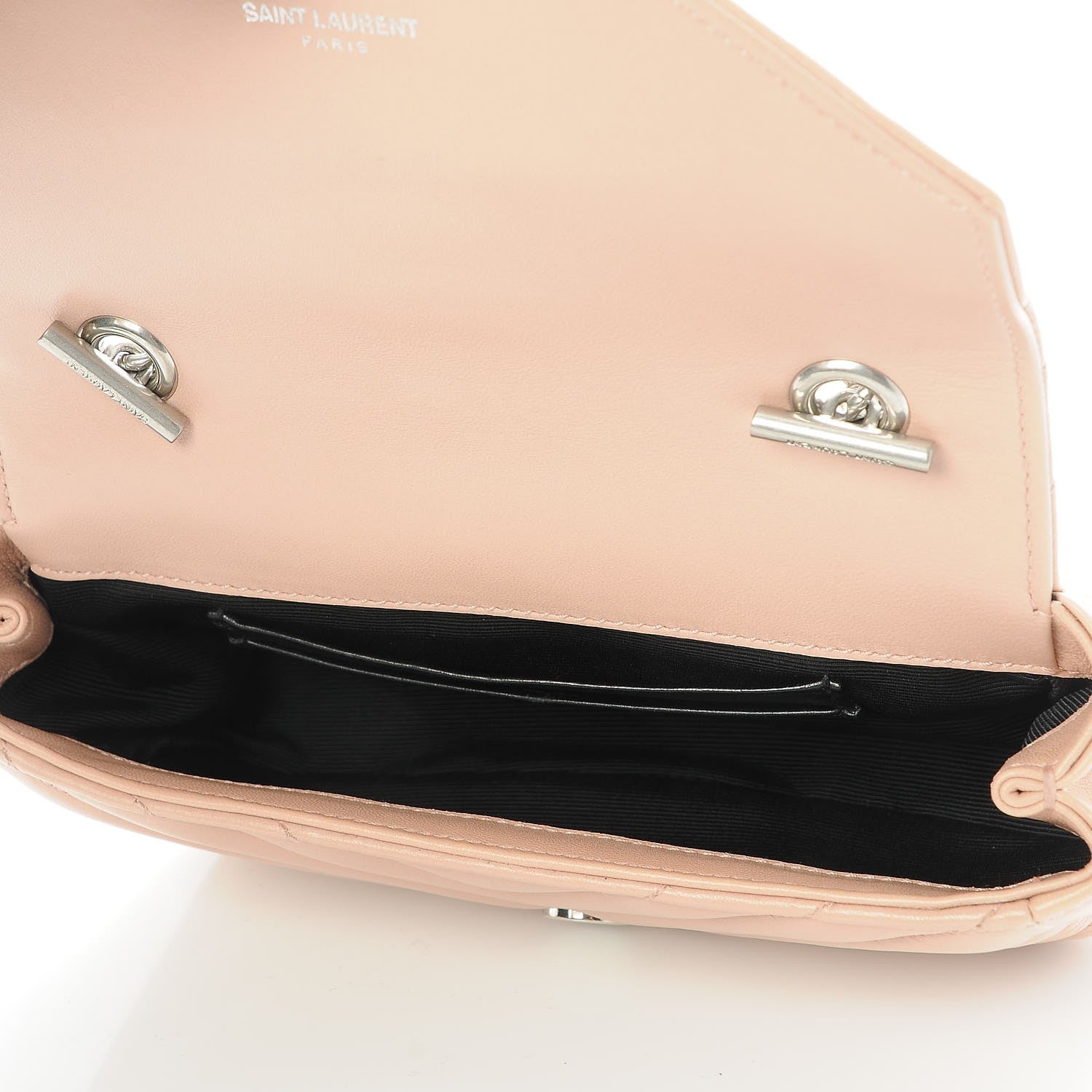 Saint Laurent Sheepskin Matelasse Chevron Monogram Classic Baby Chain Bag Pale Pink 5 of 8