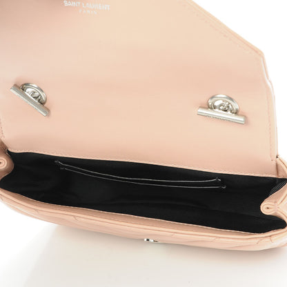 Saint Laurent Sheepskin Matelasse Chevron Monogram Classic Baby Chain Bag Pale Pink 5 of 8