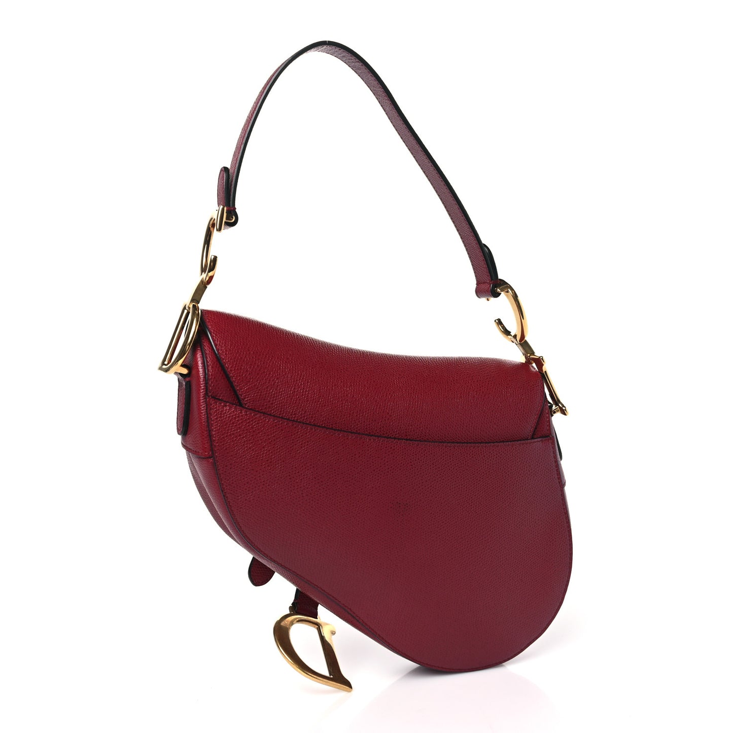 Grained Calfskin Saddle Bag Red