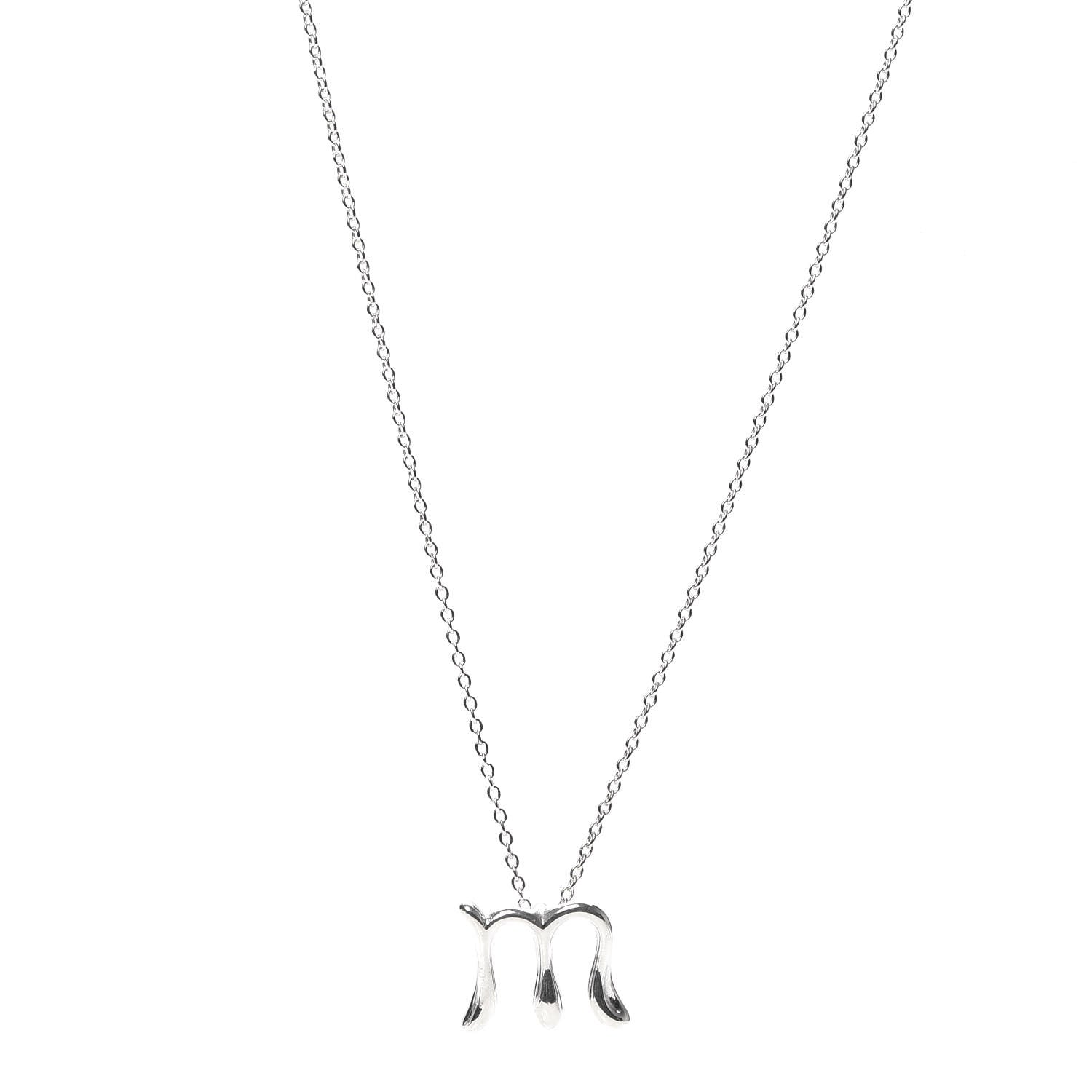 Tiffany Sterling Silver Elsa Peretti Letter M Pendant Necklace 1 of 7