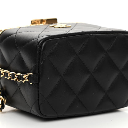 Chanel Metal Lambskin Quilted Small Vanity With Chain Black 9 of 11
