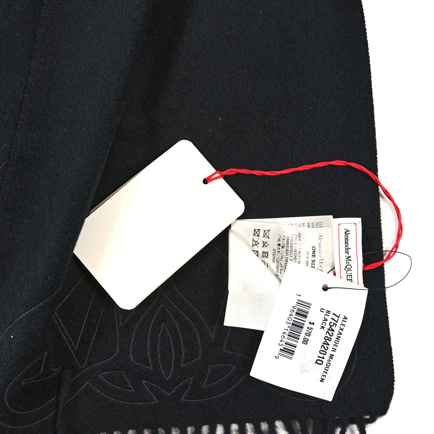 Cashmere Seal Embossed Scarf Black