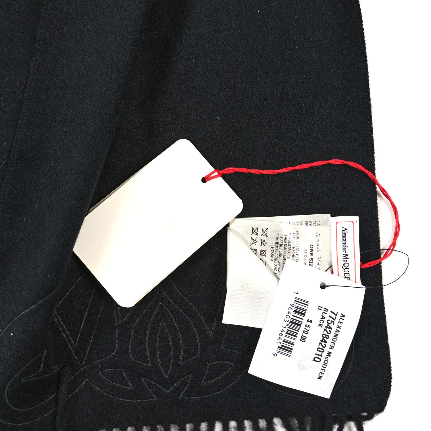 Alexander McQueen Cashmere Seal Embossed Scarf Black 4 of 4