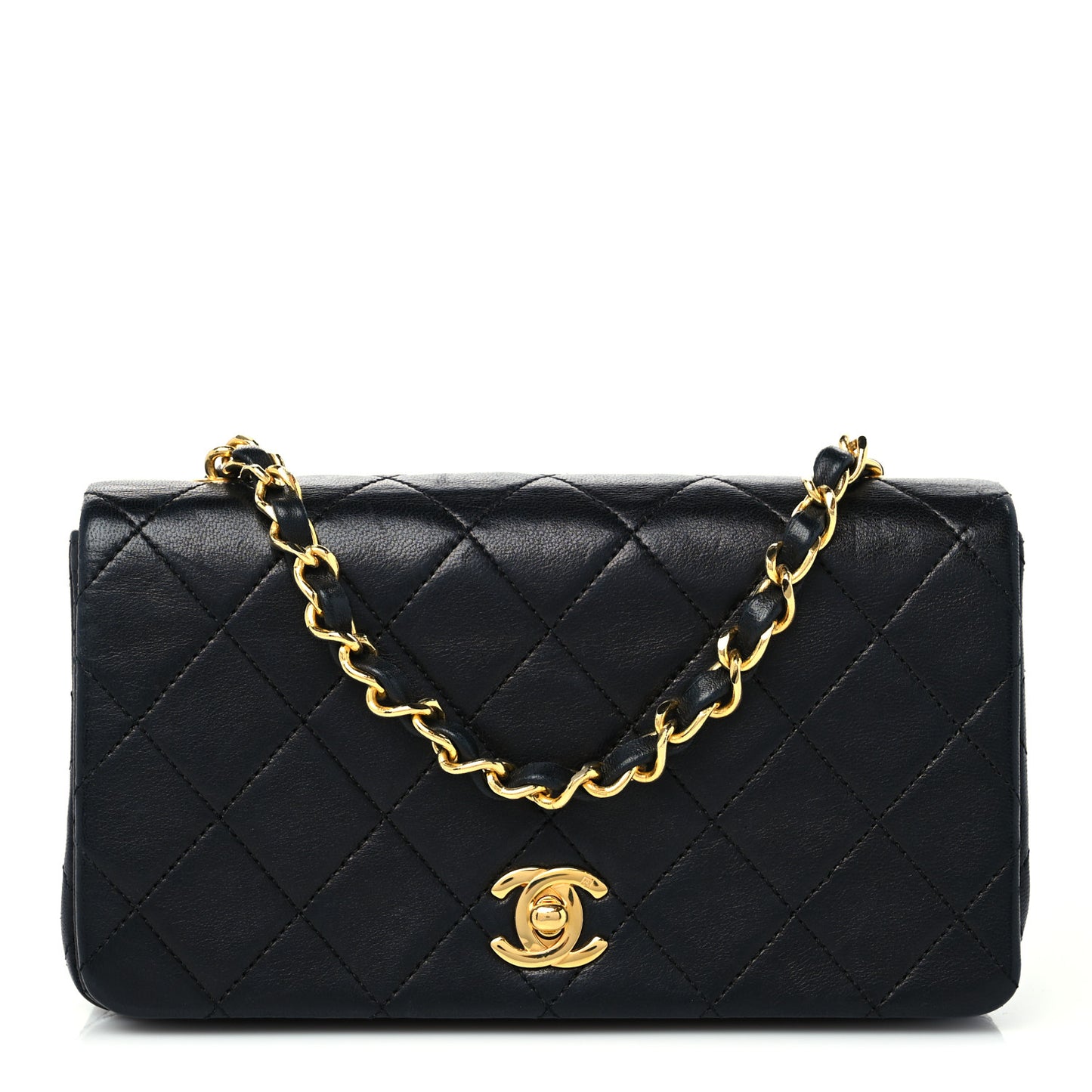 Lambskin Quilted Small Single Flap Bag Black