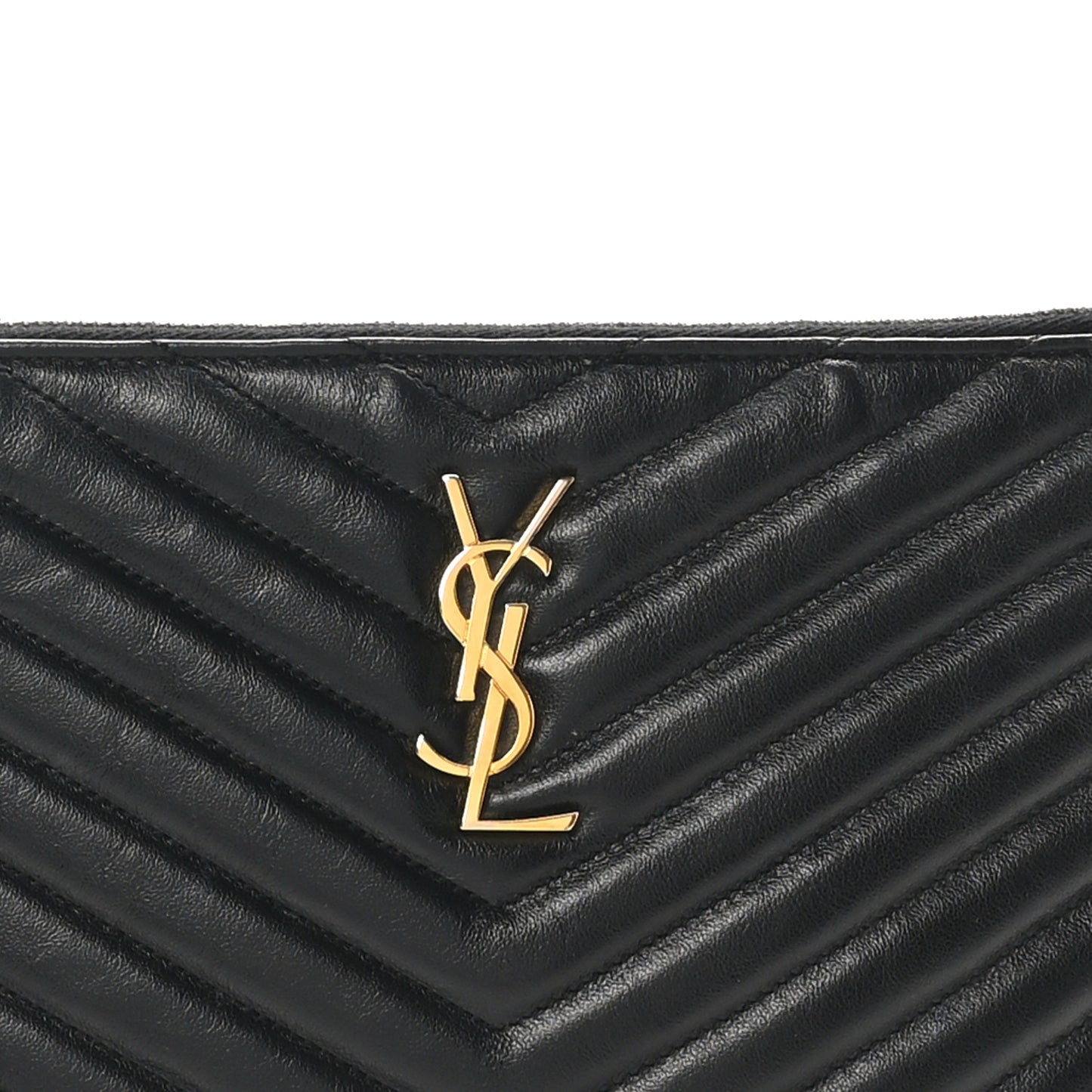 Calfskin Matelasse Chevron Monogram A5 Wristlet Black