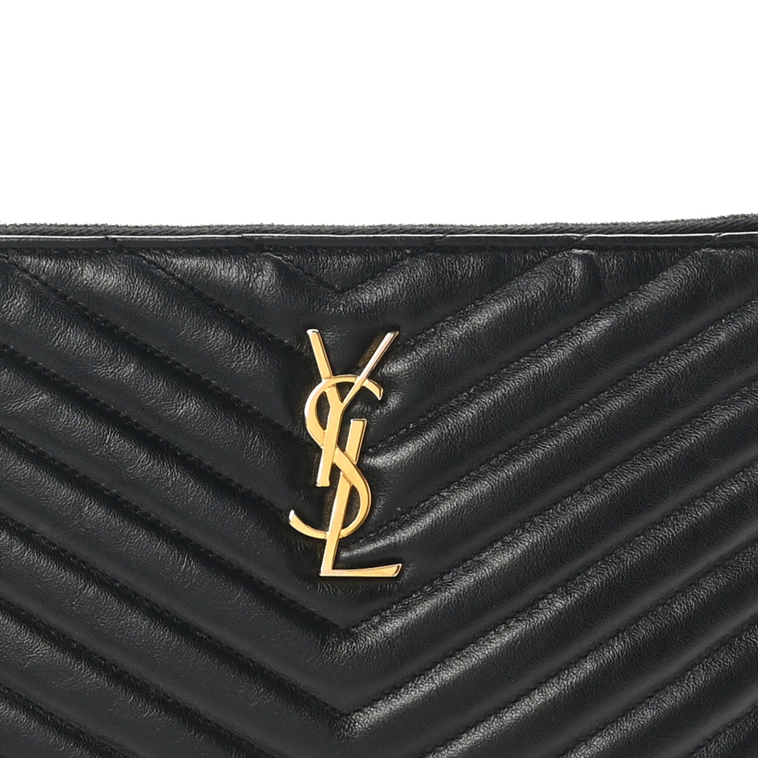 Saint Laurent Calfskin Matelasse Chevron Monogram A5 Wristlet Black 8 of 8