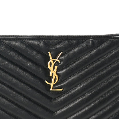 Saint Laurent Calfskin Matelasse Chevron Monogram A5 Wristlet Black 8 of 8