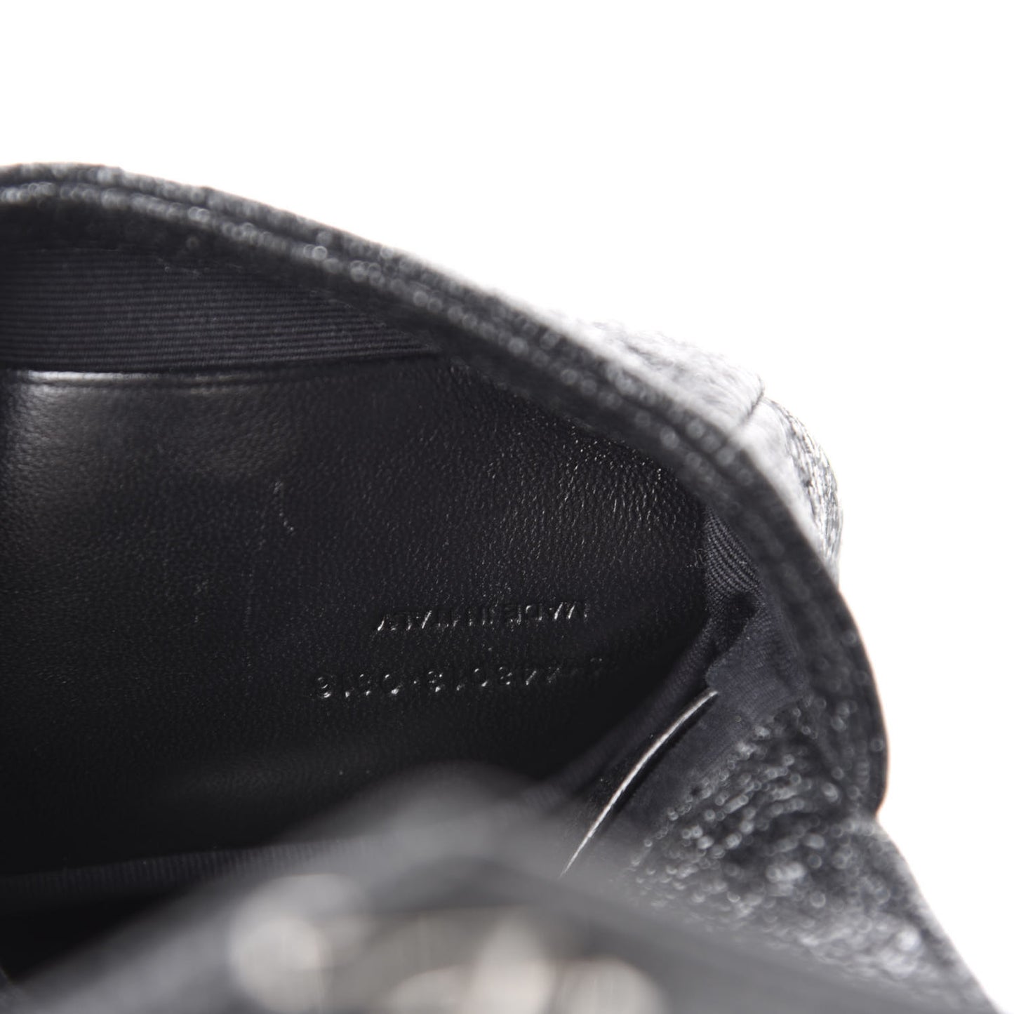 Metallic Crackled Calfskin Chevron Monogram Micro Crossbody Bag Black