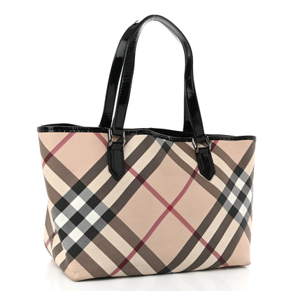 Burberry Patent Supernova Check Small Stanton Tote Black 3 of 9
