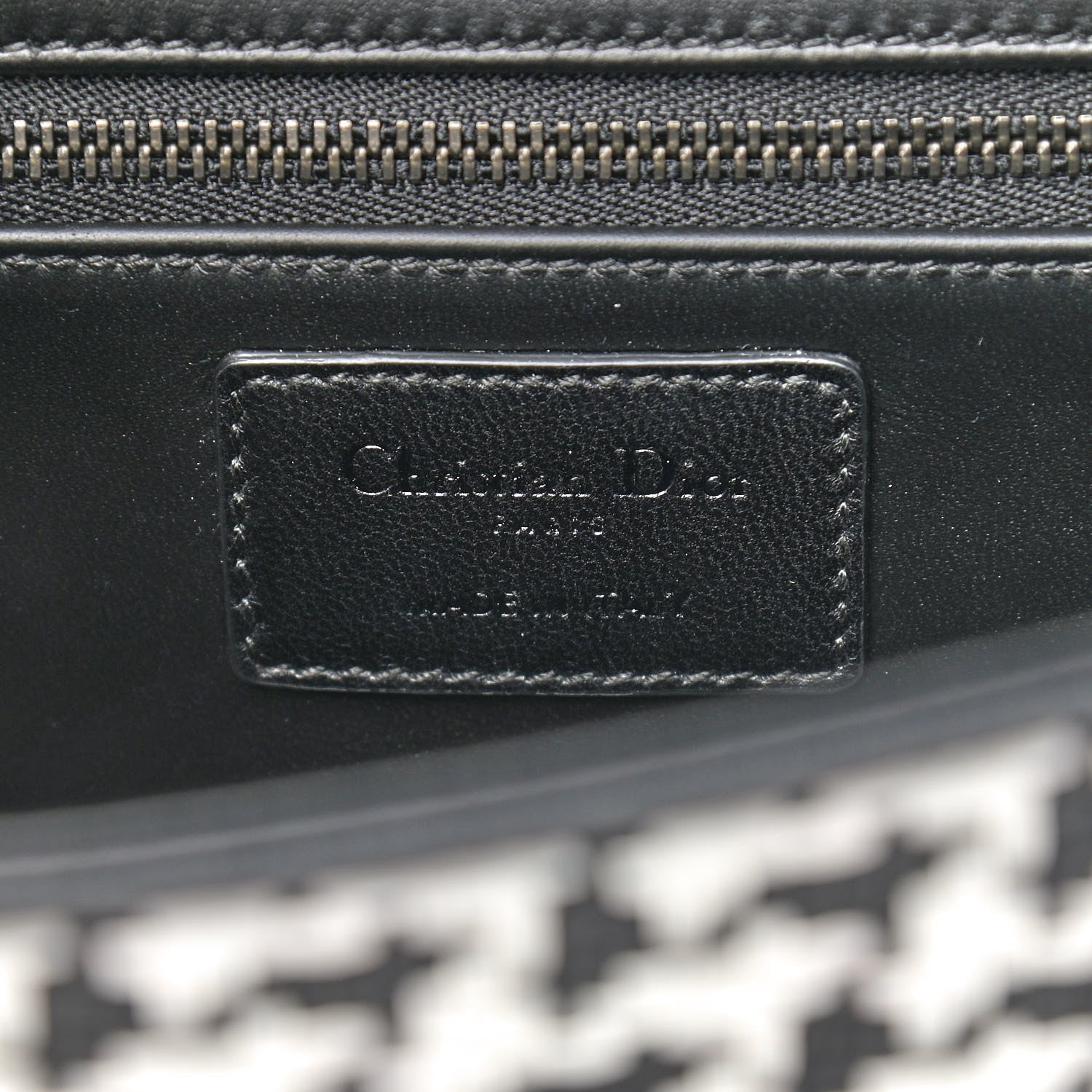 Christian Dior Lambskin Houndstooth Braided 30 Montaigne Flap Bag Black White 6 of 9