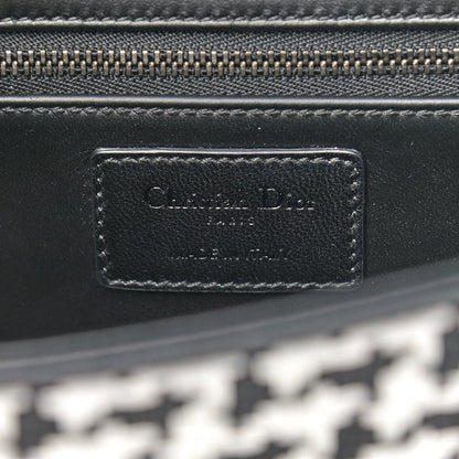 Christian Dior Lambskin Houndstooth Braided 30 Montaigne Flap Bag Black White 6 of 9