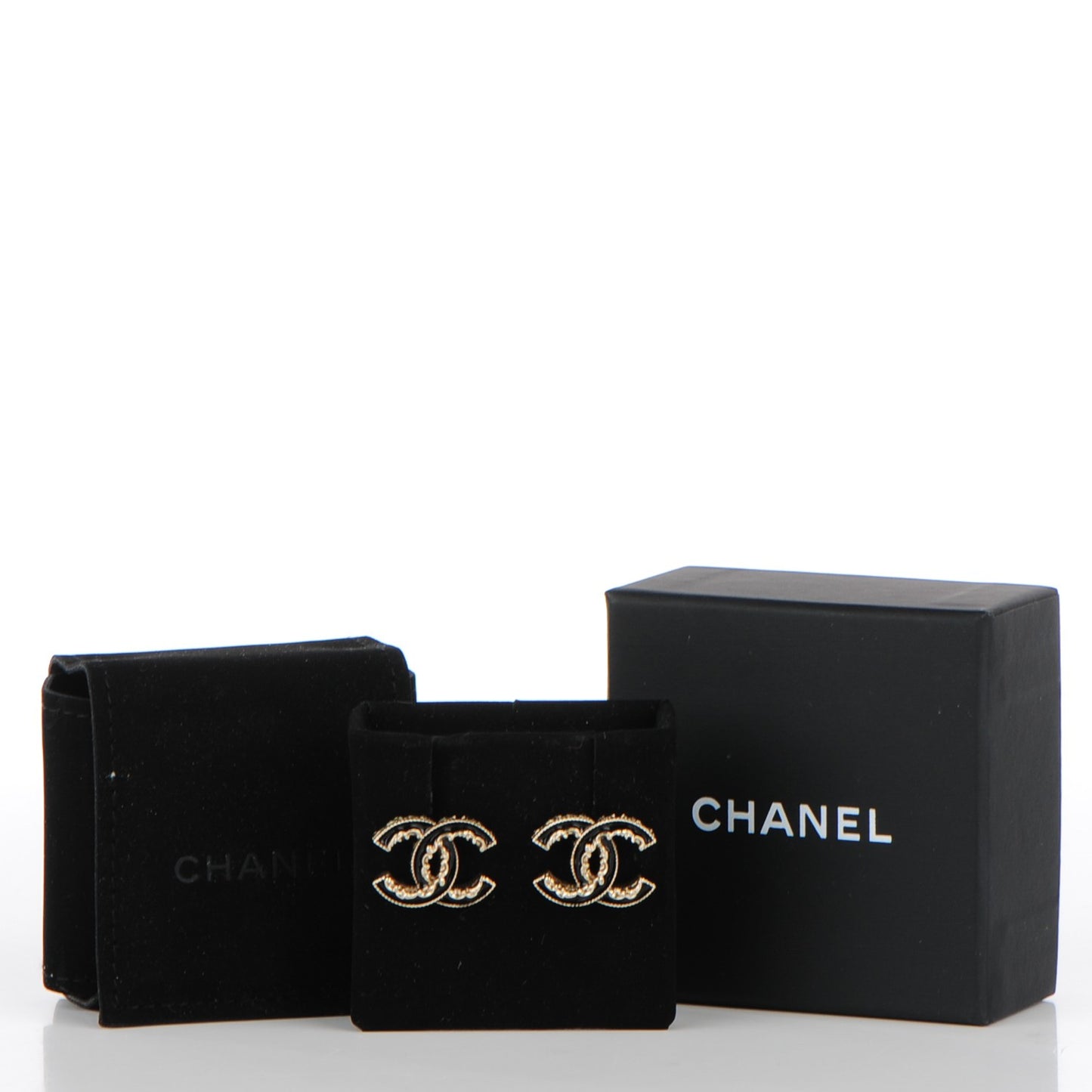 Enamel CC Baroque Earrings Black Gold