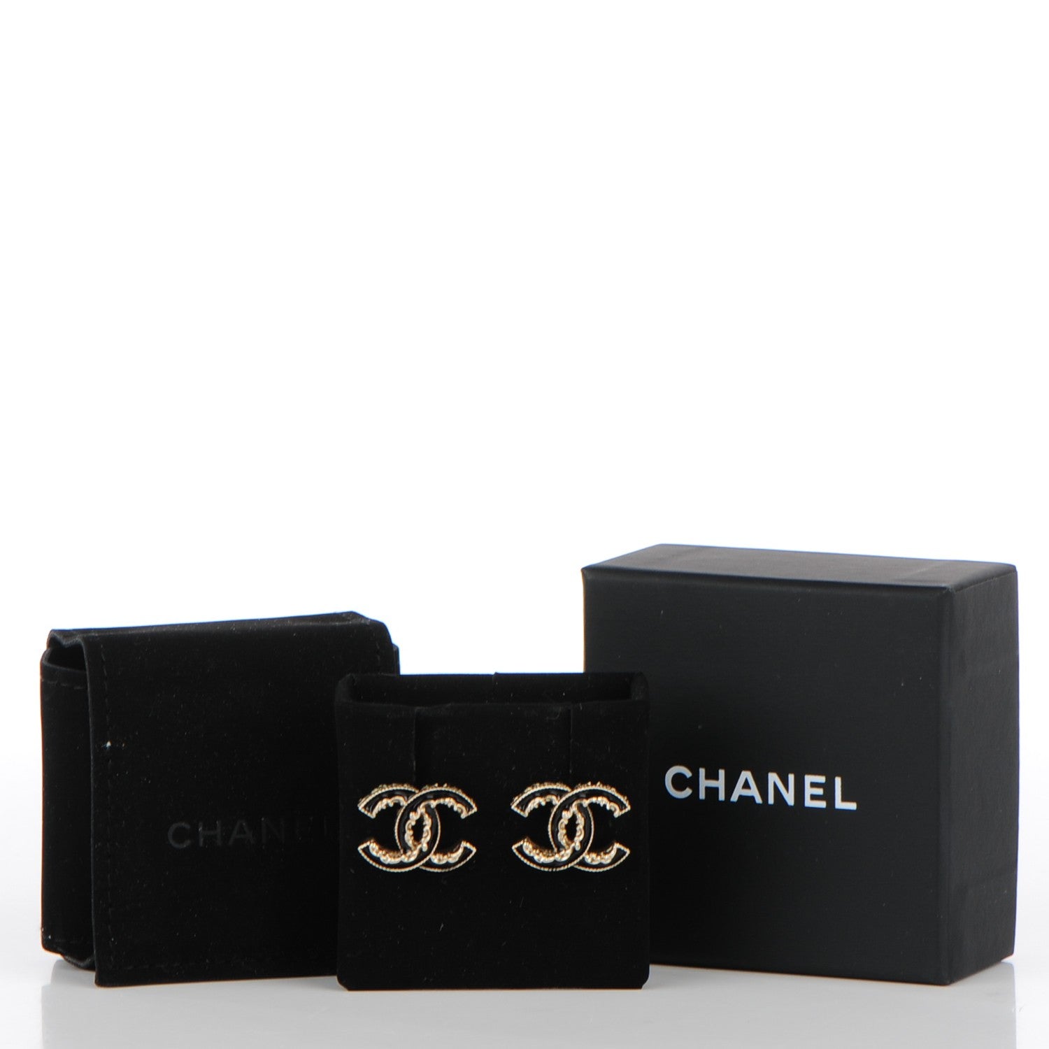 Chanel Enamel CC Baroque Earrings Black Gold 5 of 5
