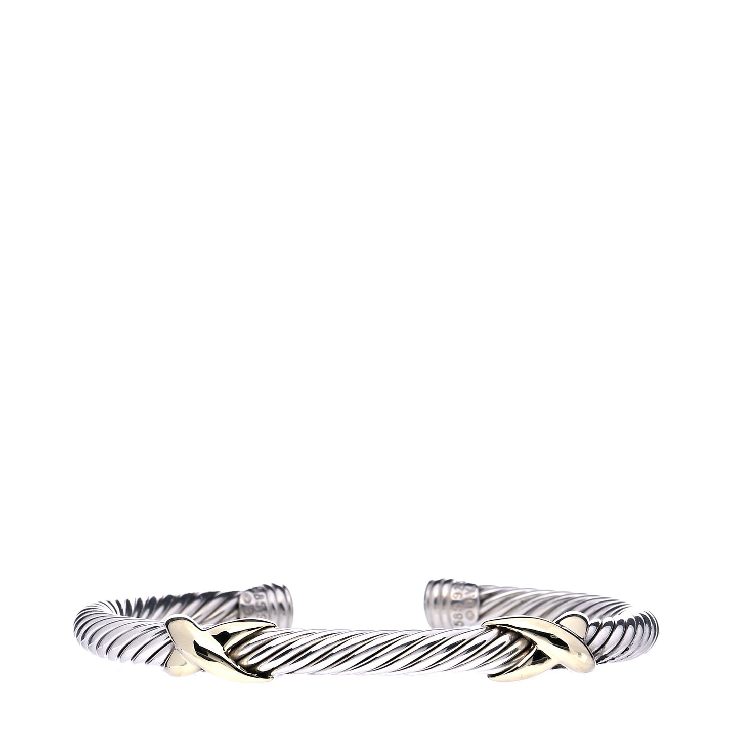 Sterling Silver 14K Yellow Gold 5mm Double X Cable Bracelet
