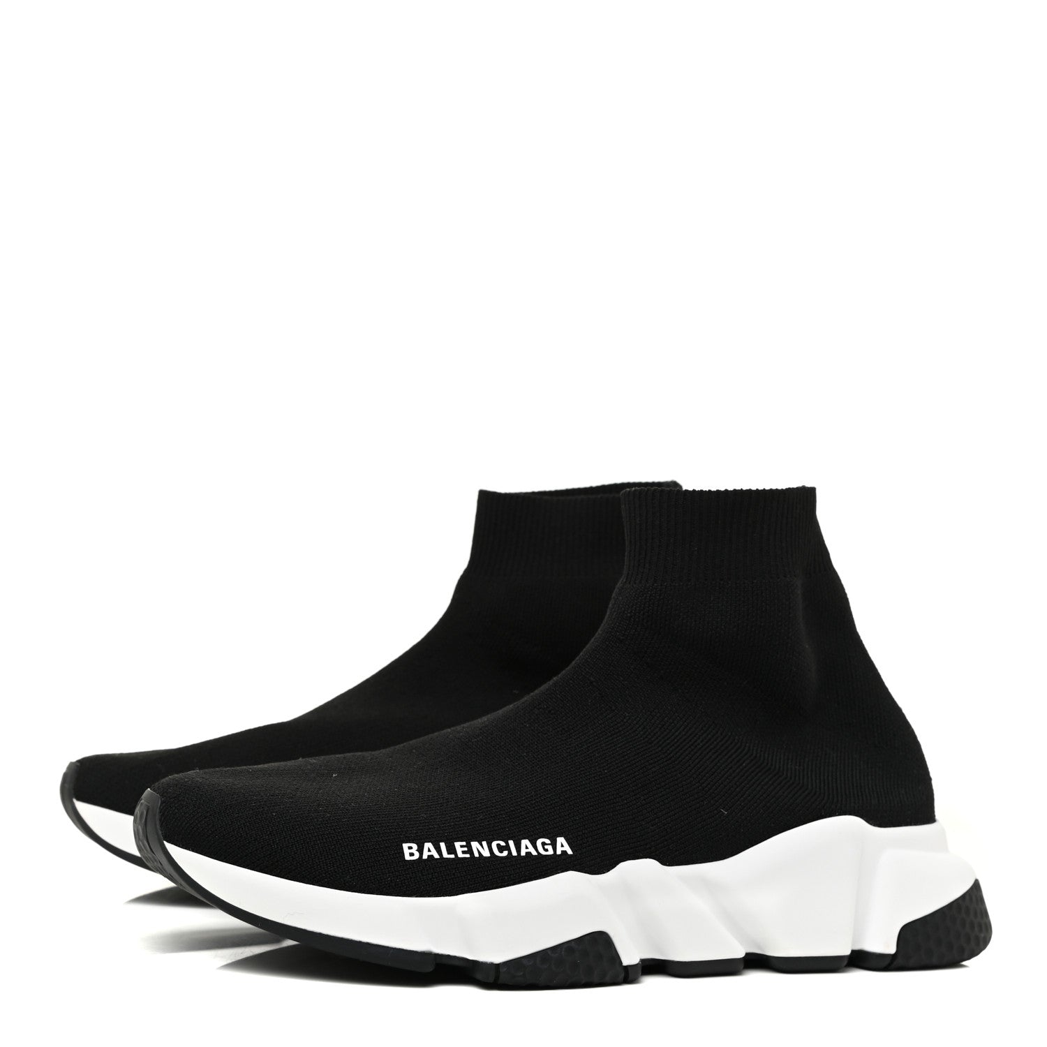 Balenciaga Neoprene Knit Womens Speed Sneakers 38 Black White 2 of 7