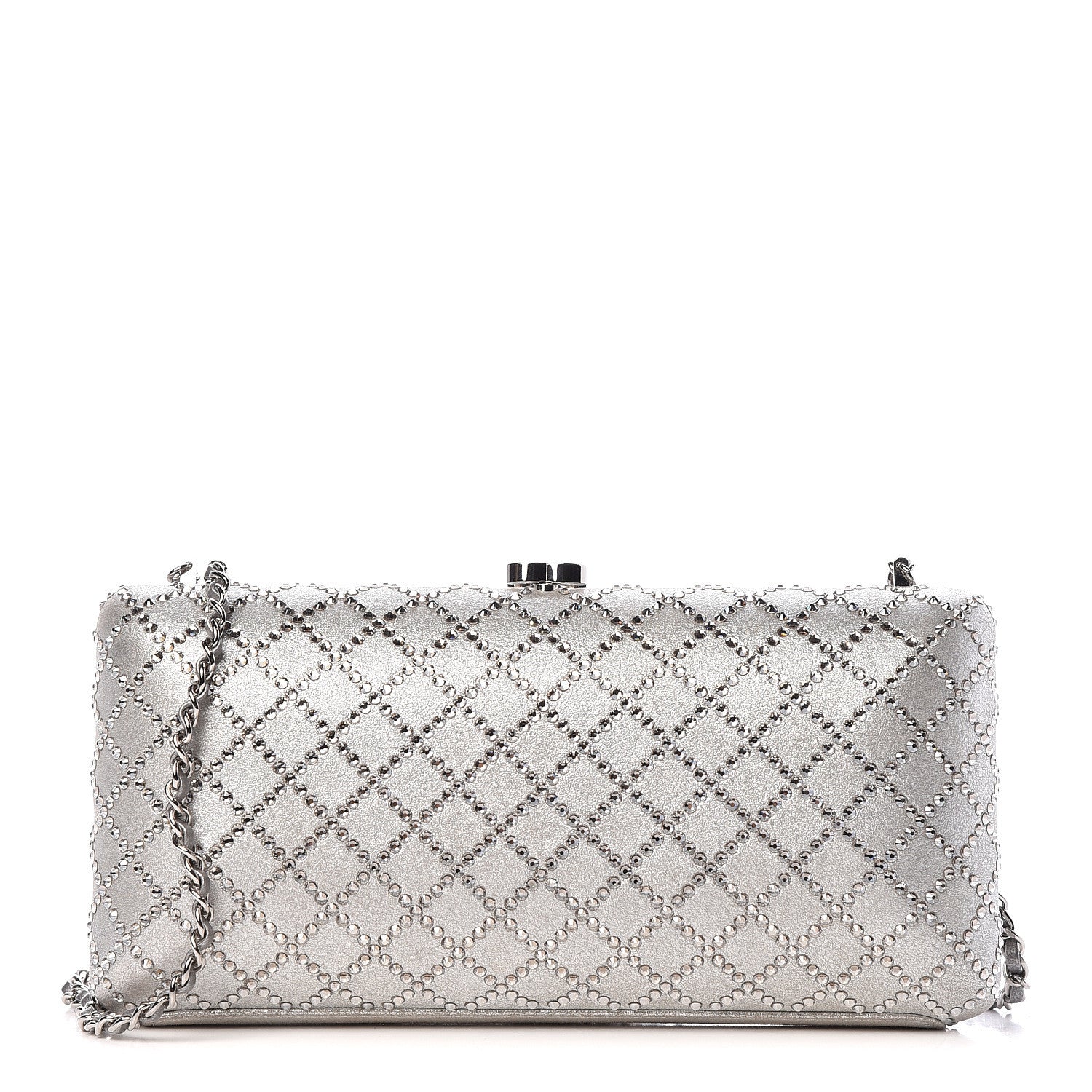 Chanel Iridescent Lambskin Crystal Quilted Clutch Silver 1 of 11