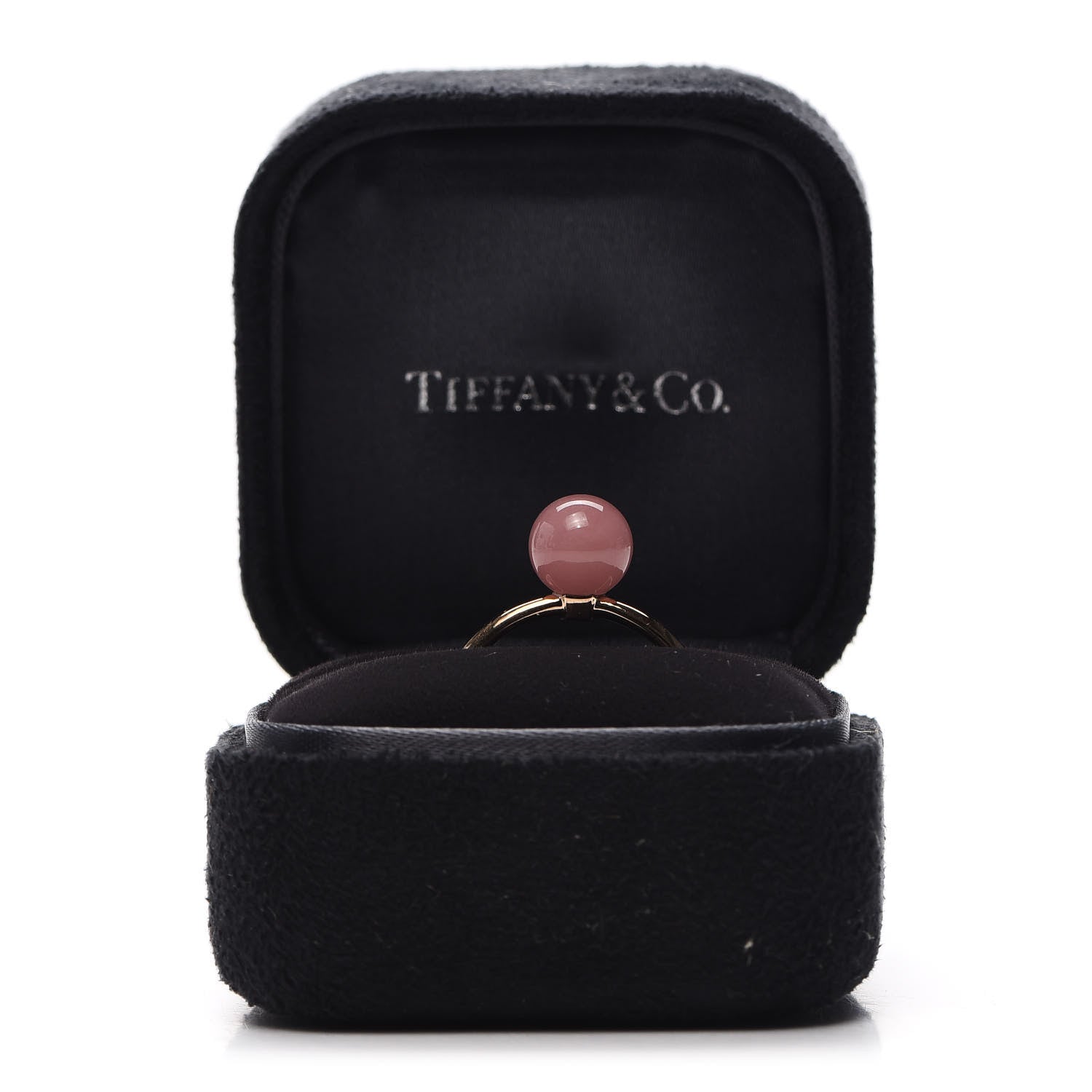 Tiffany 18K Rose Gold Rose Quartz HardWear Ball Ring 54 7 5 of 5