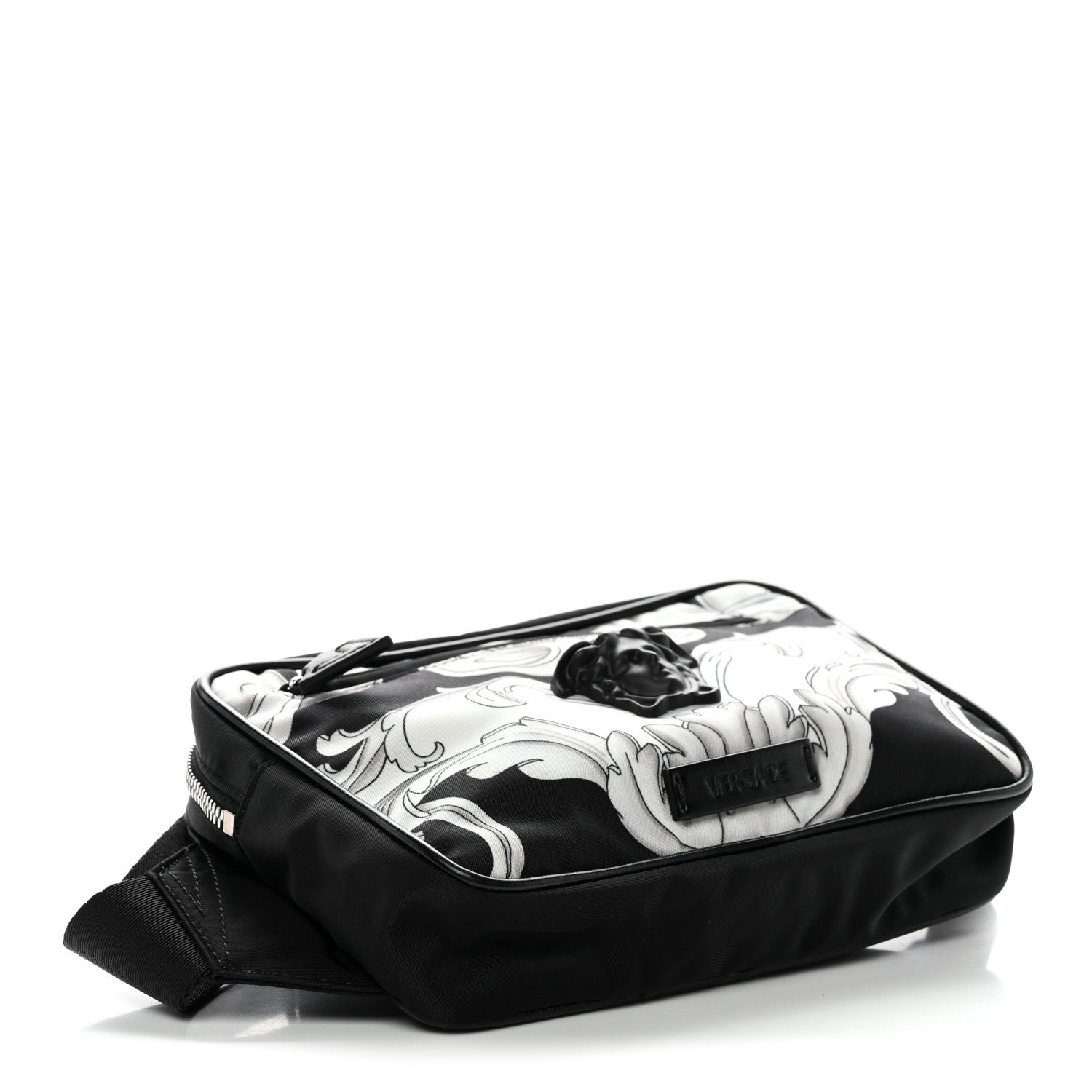 Versace Nylon Baroque Medusa Belt Bag Black White 4 of 10