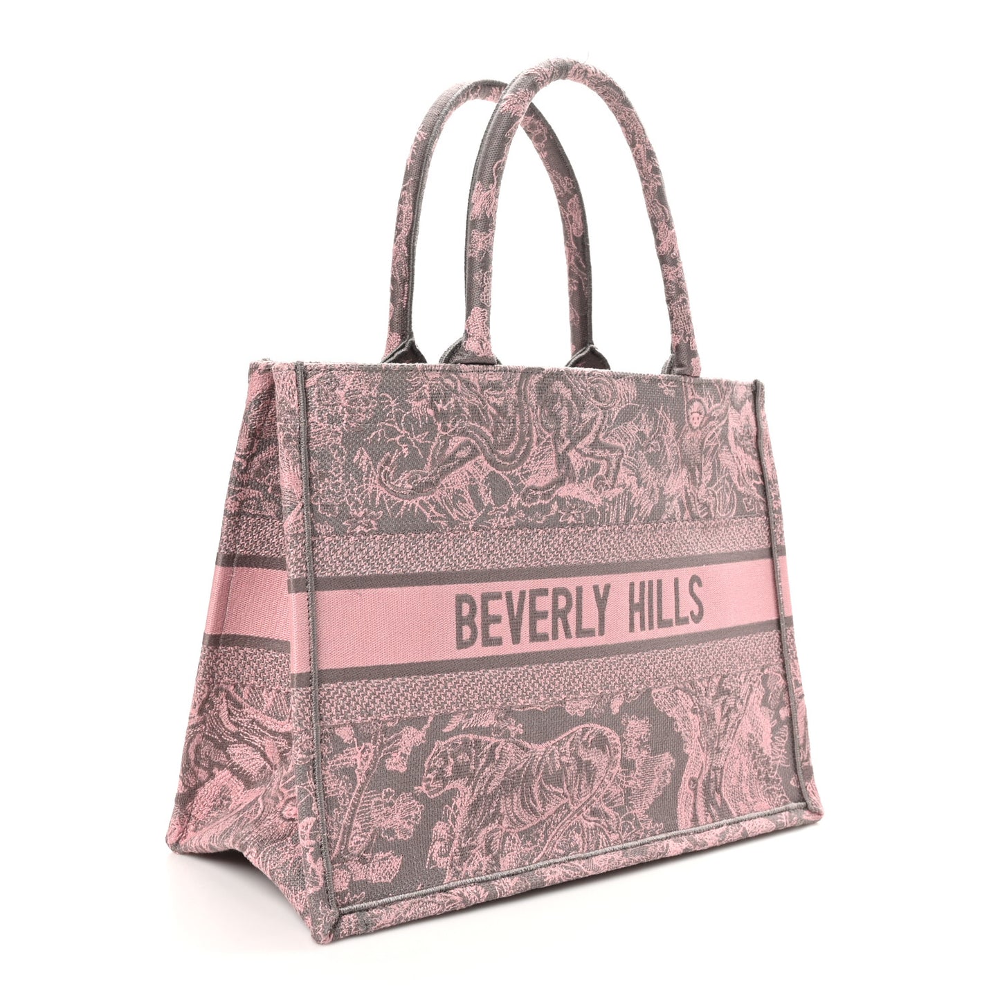 Canvas Embroidered Medium Dioriviera Toile De Jouy Book Tote Pink Grey