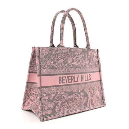 Christian Dior Canvas Embroidered Medium Dioriviera Toile De Jouy Book Tote Pink Grey 3 of 12
