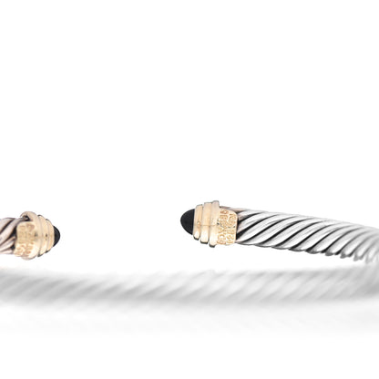 David Yurman Sterling Silver 14K Yellow Gold Black Onyx 5mm Cable Classics Petite Color Bracelet 4 of 4