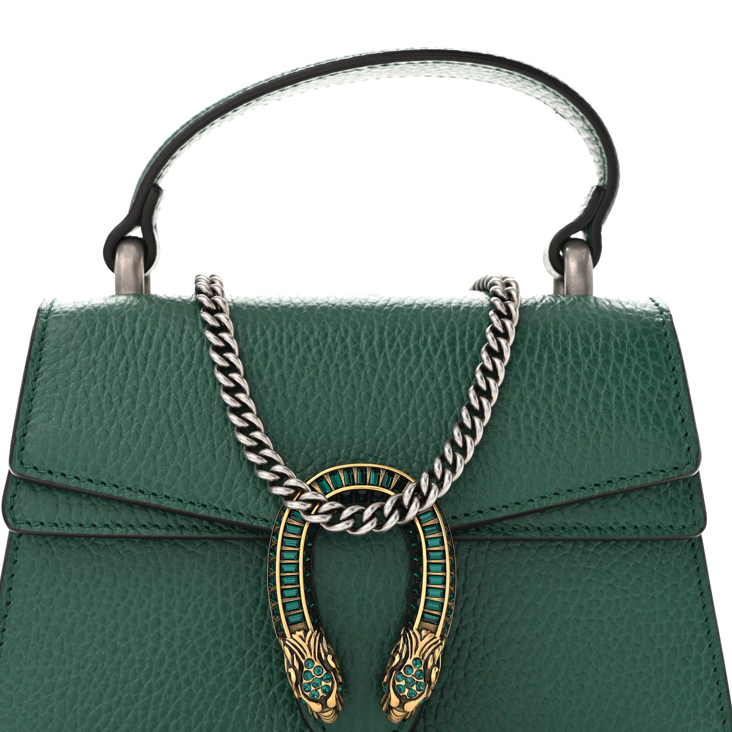 Dollar Calfskin Crystal Mini Dionysus Top Handle Bag Emerald