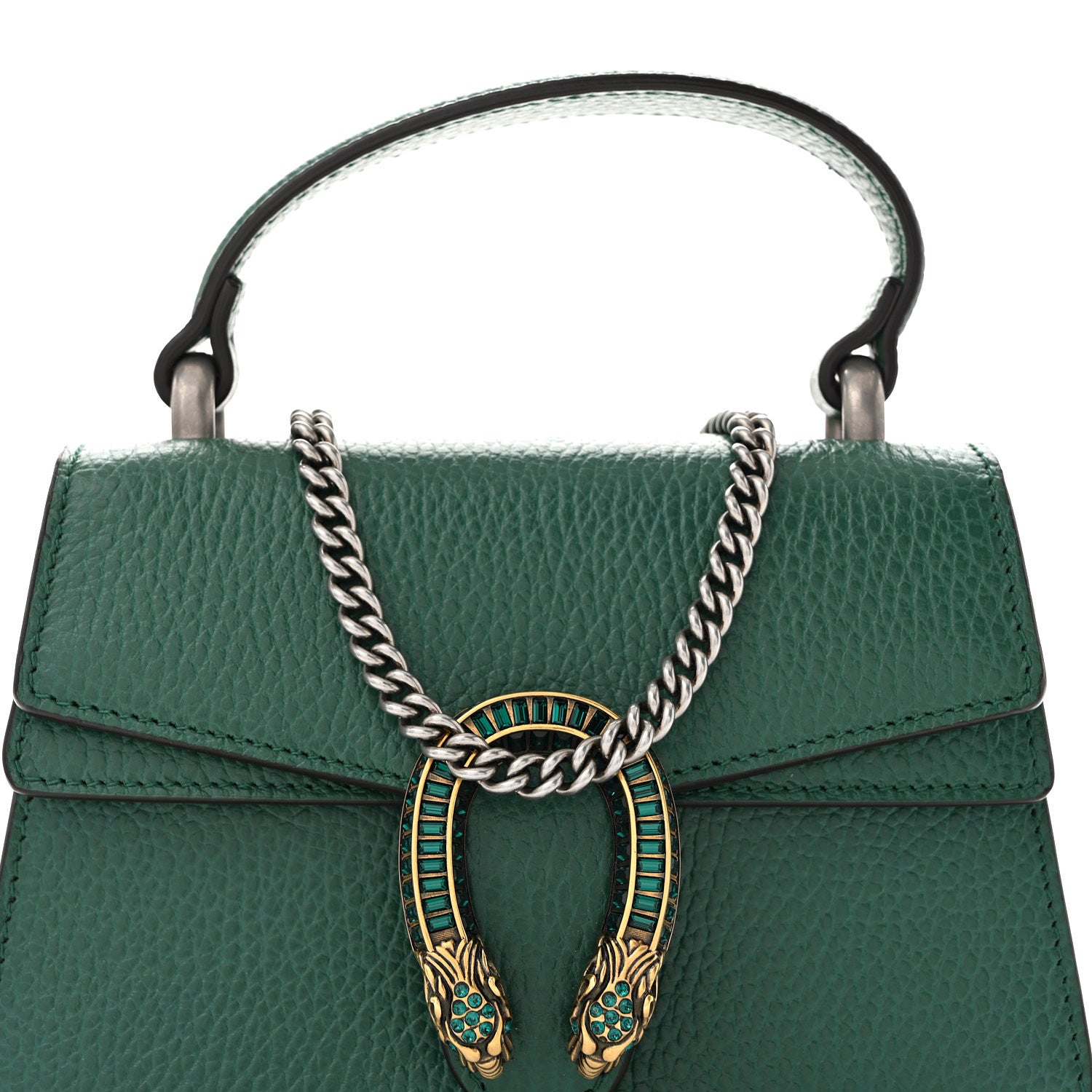 Gucci Dollar Calfskin Crystal Mini Dionysus Top Handle Bag Emerald 7 of 10
