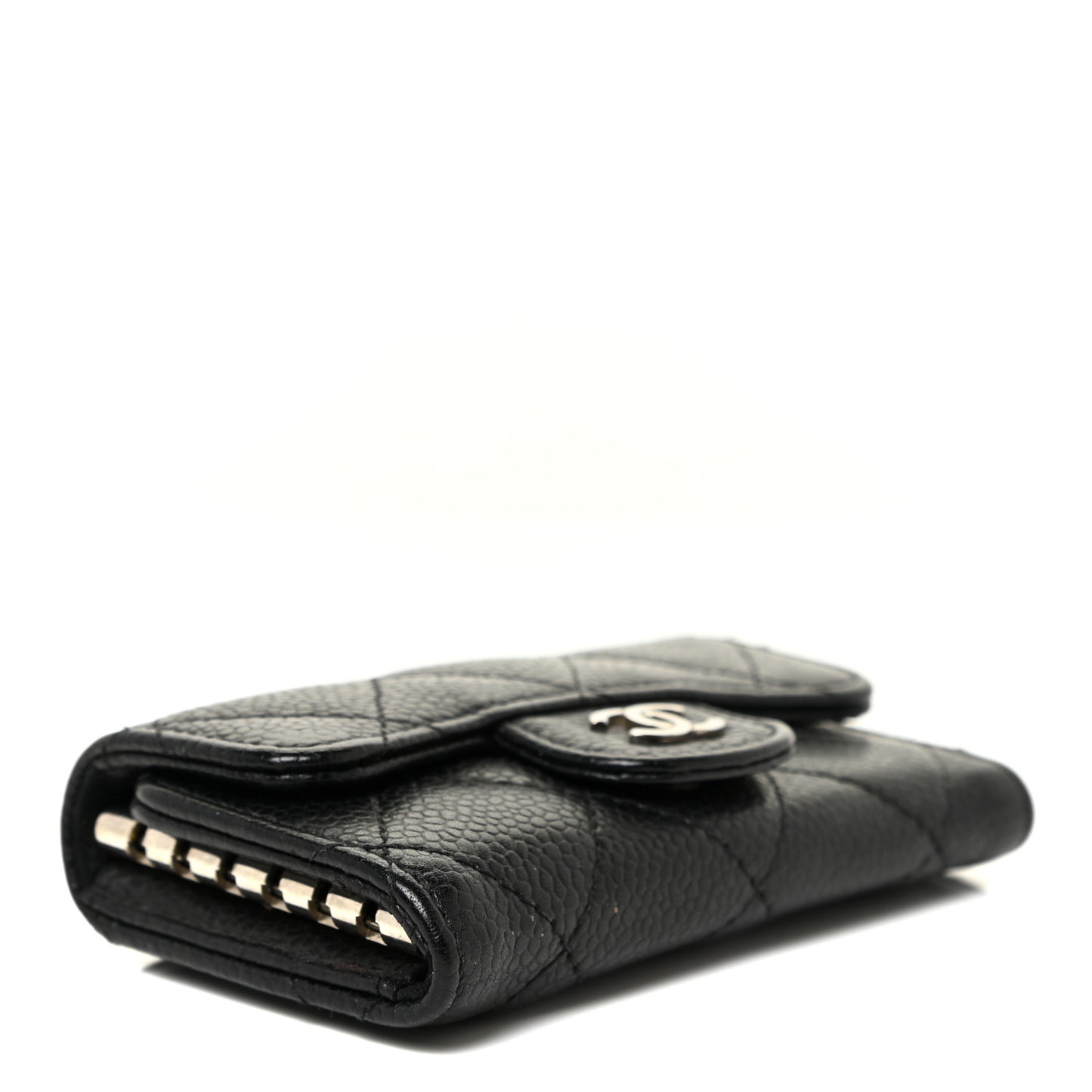 Caviar Quilted 6 Key Holder Black