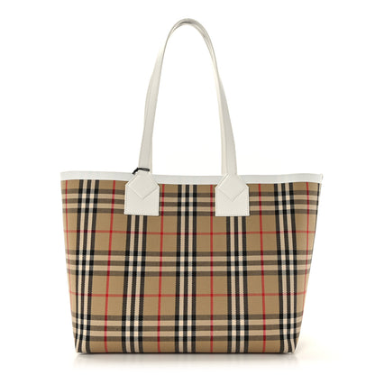Burberry Cotton Vintage Check Medium London Tote Bag White 3 of 10