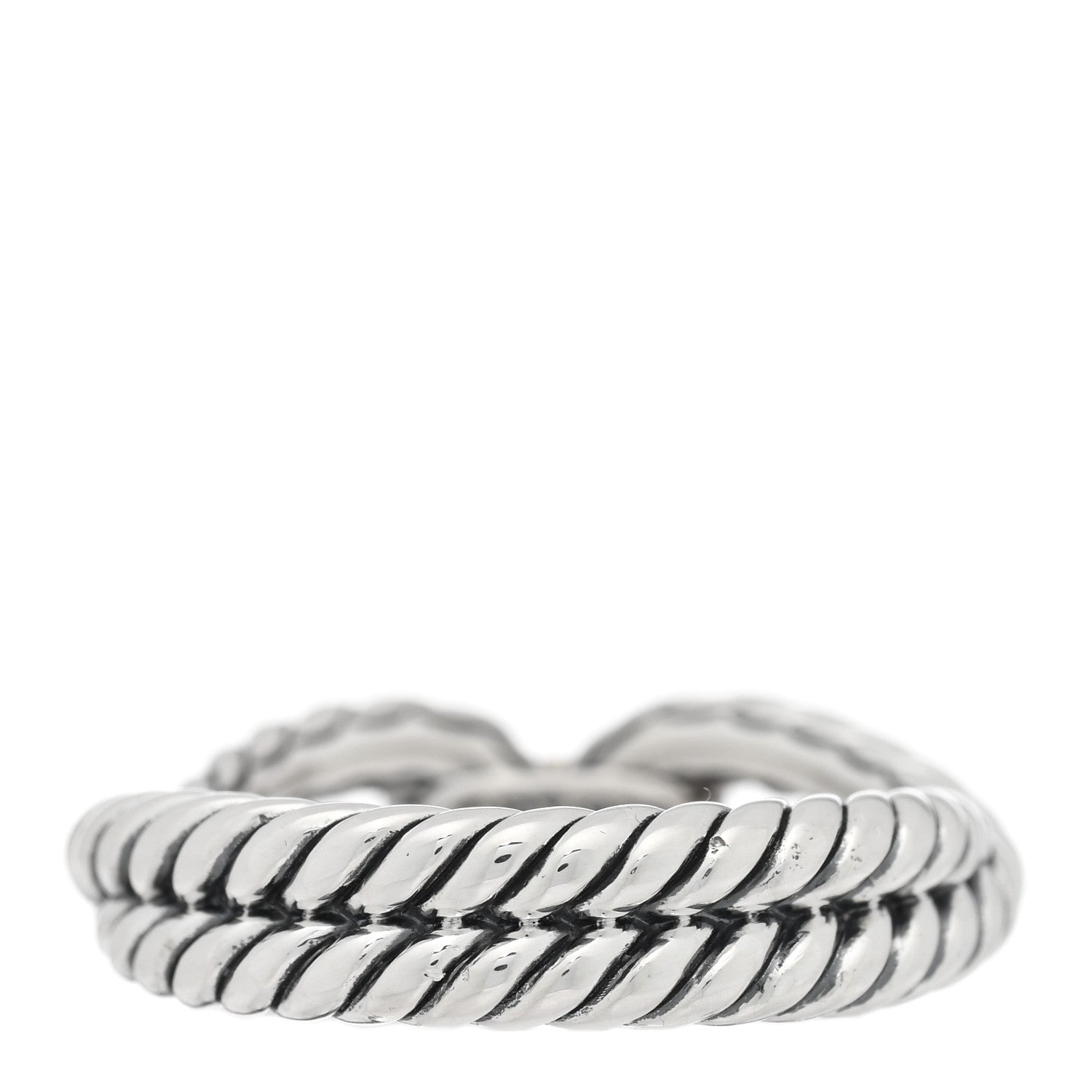 David Yurman Sterling Silver 18K Yellow Gold Cable Loop Ring 56 7.5 3 of 4