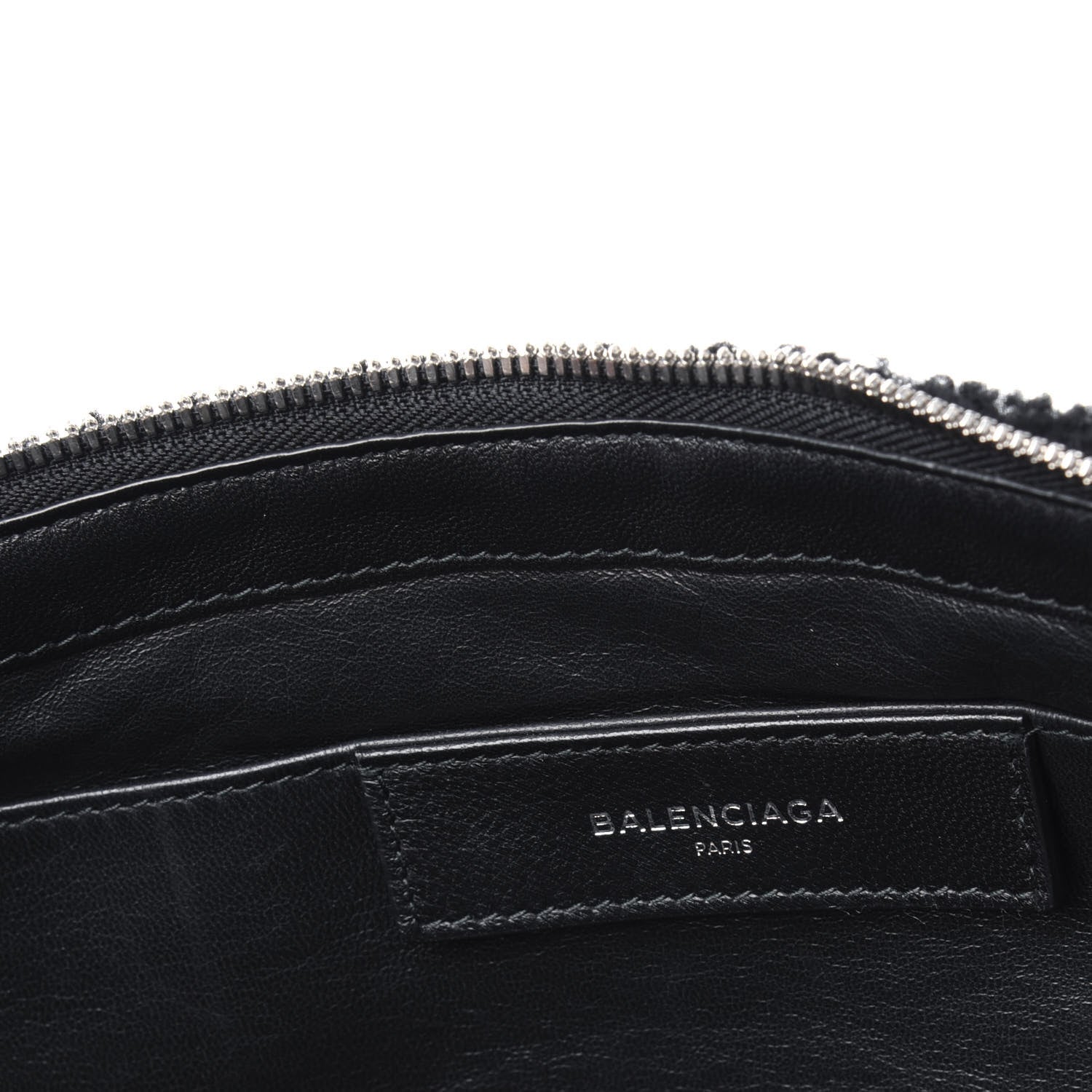Balenciaga Sheepskin Shearling Contrasted Logo Large Zip Pouch Black 8 of 13