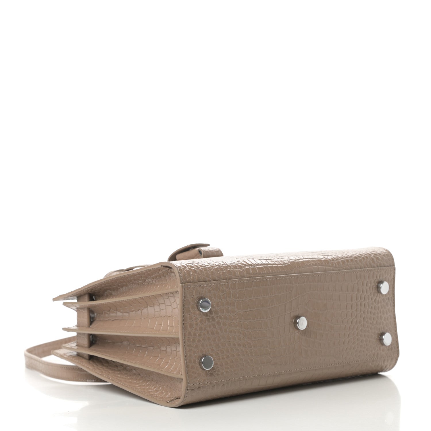 Saint Laurent Calfskin Crocodile Embossed Baby Sac De Jour Brown 4 of 12