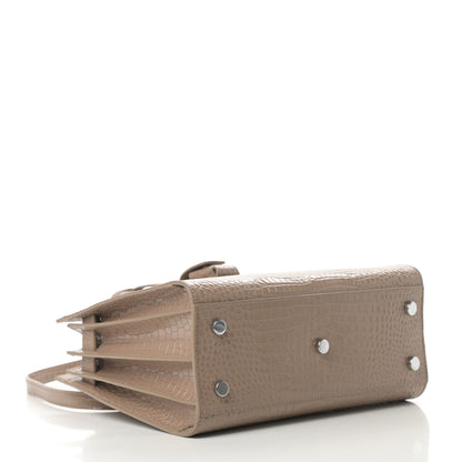 Saint Laurent Calfskin Crocodile Embossed Baby Sac De Jour Brown 4 of 12