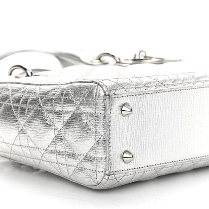 Christian Dior Metallic Grained Calfskin Cannage Small Lucky Badges My Lady Dior Silver 10 of 11