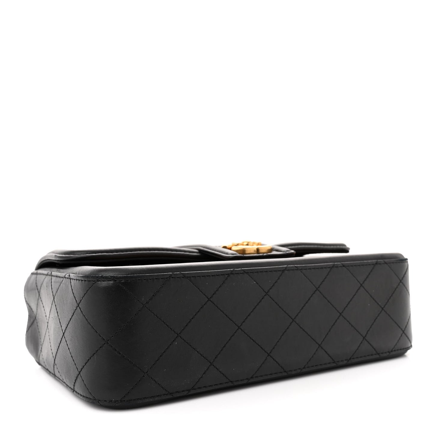 Lambskin Quilted Medium Elegant CC Flap Brown Black