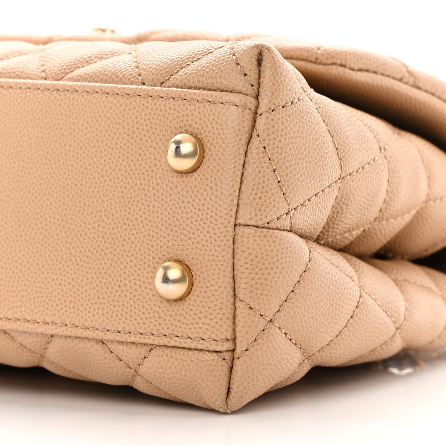 Caviar Lizard Embossed Quilted Mini Coco Handle Flap Beige