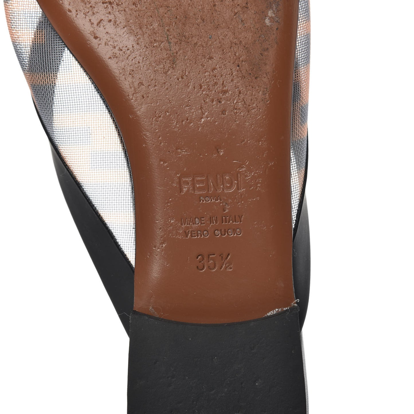 Technical Mesh Vitello FF Colibri Flat Mules 35.5 Tobacco Moro Black