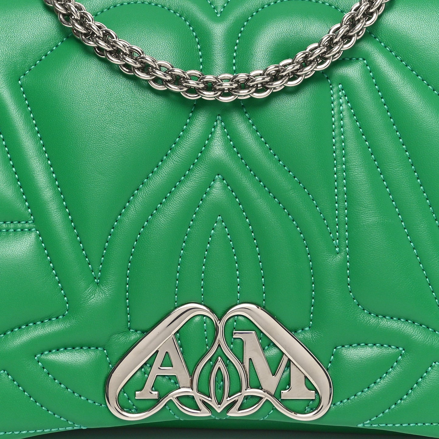 Lambskin Quilted Medium The Seal Chain Shoulder Bag Green