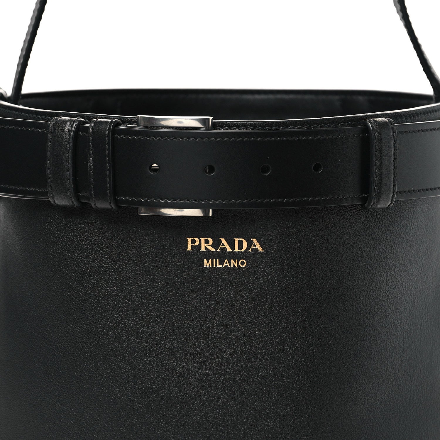 Prada Soft Grained Vitello Daino Secchiello Bucket Bag Black 6 of 9