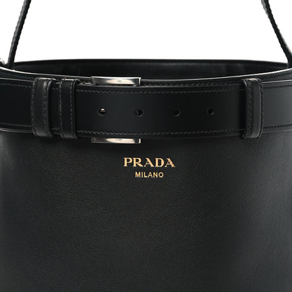 Prada Soft Grained Vitello Daino Secchiello Bucket Bag Black 6 of 9